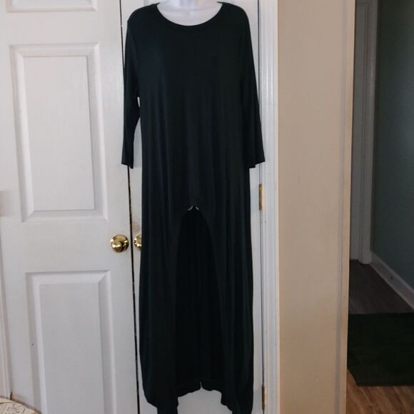 Annabelle  Flowy High Low Maxi Tunic Top  Duster  deep forest green  Sz L XL - Picture 1 of 8